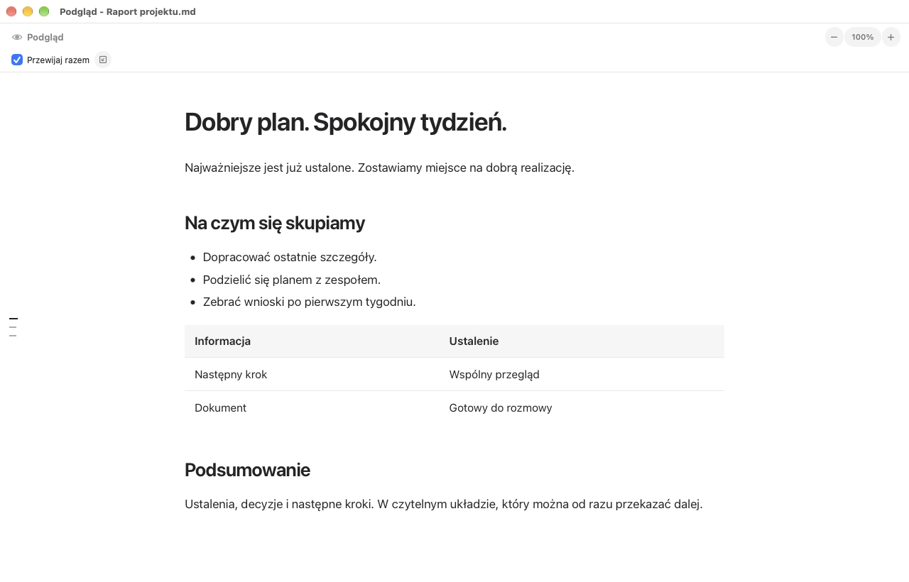 Wers 2.0: podgląd w osobnym natywnym oknie i przycisk powrotu