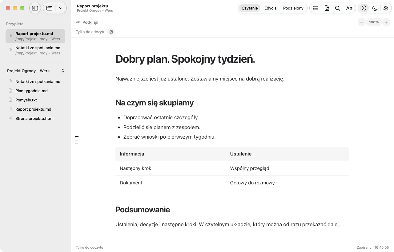 Wers 2.0: przypięte dokumenty i foldery