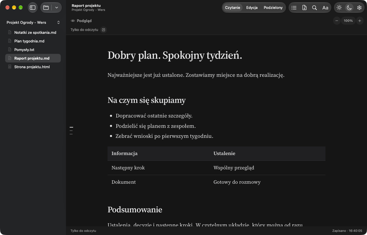 Wers 2.0: czytanie w ciemnym motywie